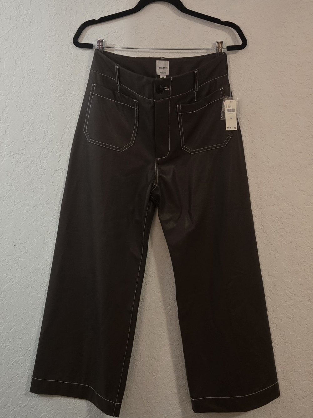 NWT Anthropology Meave Colette High-Rise Wide-Leg Faux Leather Pants - Brown - Picture 8 of 11